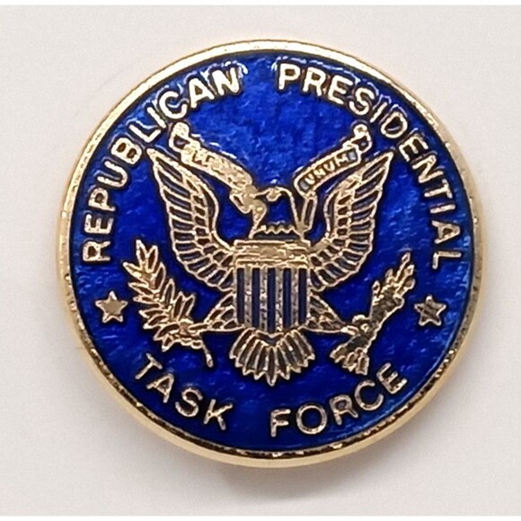 Republican Presidential Task Force Lapel Pin Blue Enamel Eagle Gold Tone Metal - Picture 7 of 17